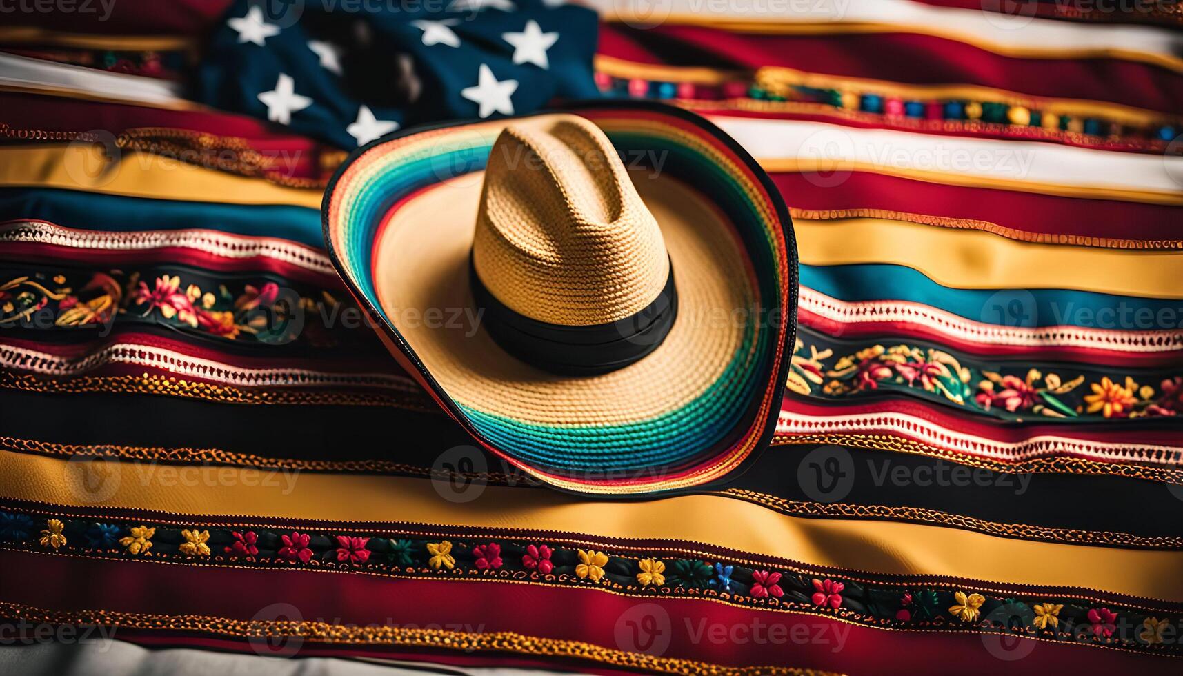 Sombrero on a Colorful Fabric photo