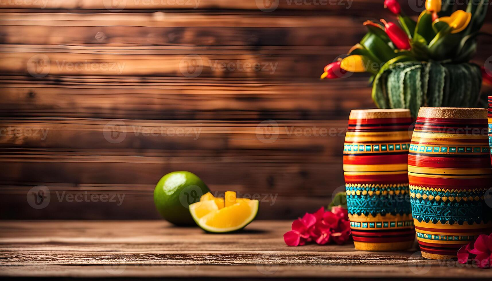 Traditional Mexican Drinks with Colorful Decor photo