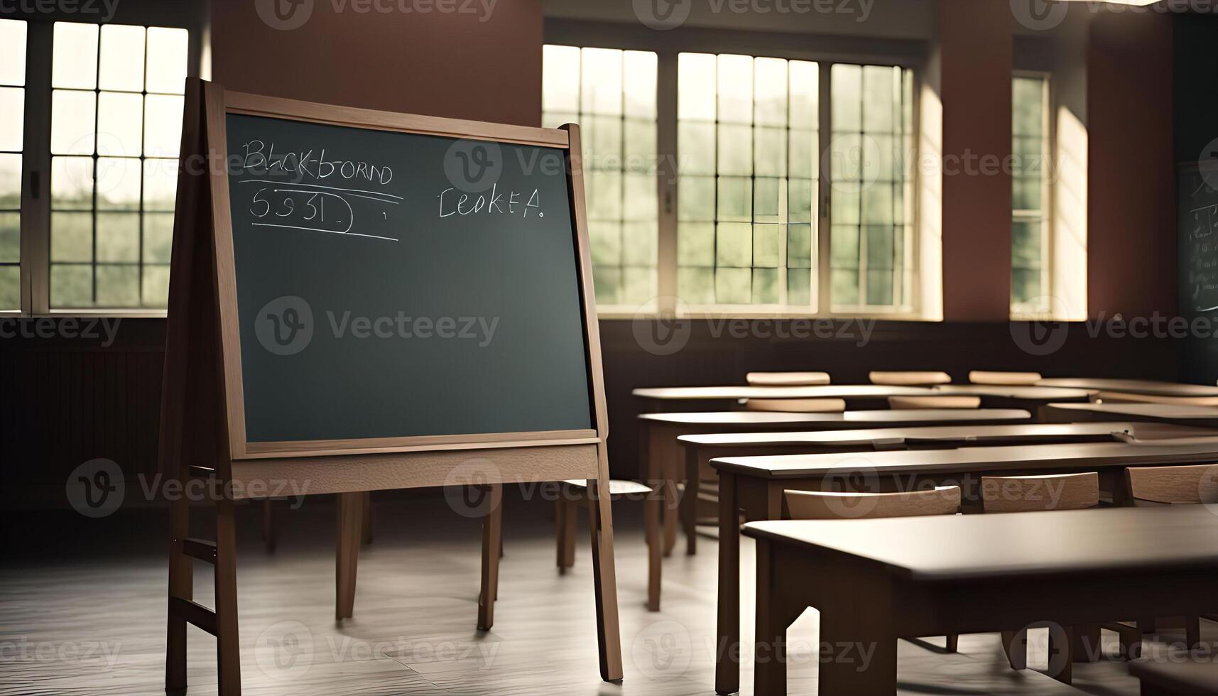 Empty Classroom with Chalkboard photo