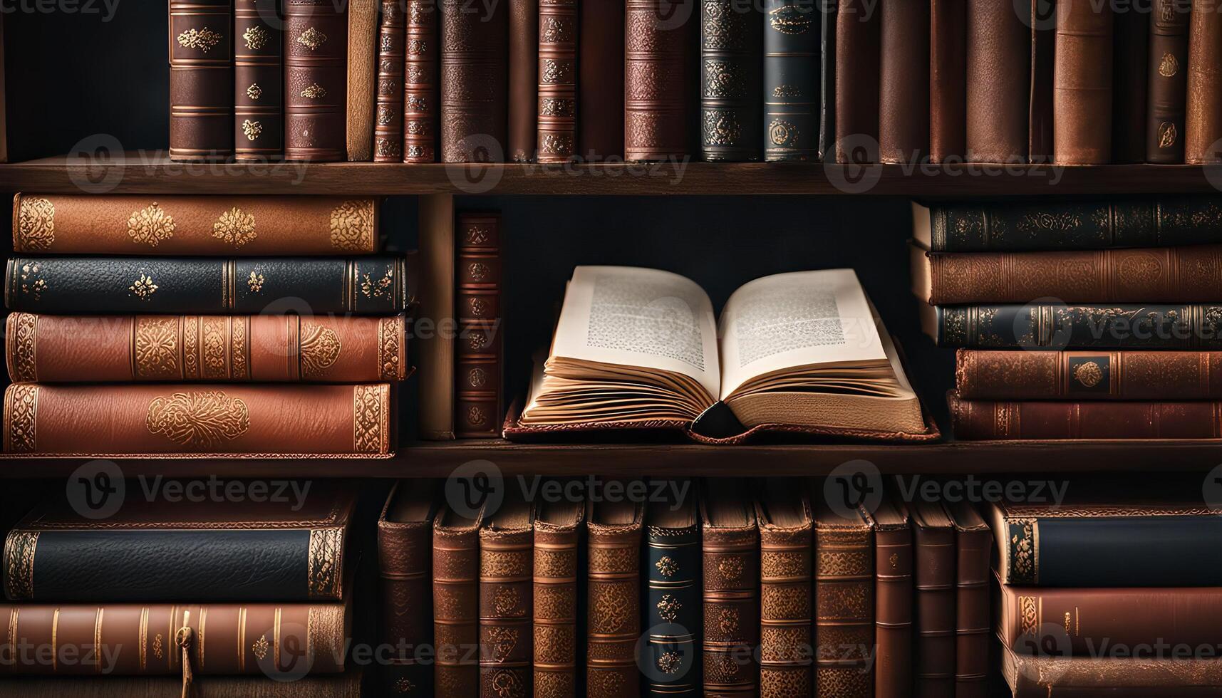 Open Book on Bookshelf photo