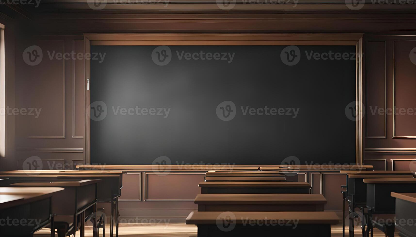 Empty Classroom with Chalkboard photo