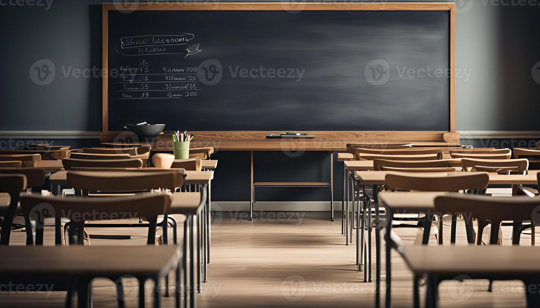 Empty Classroom with Blackboard photo