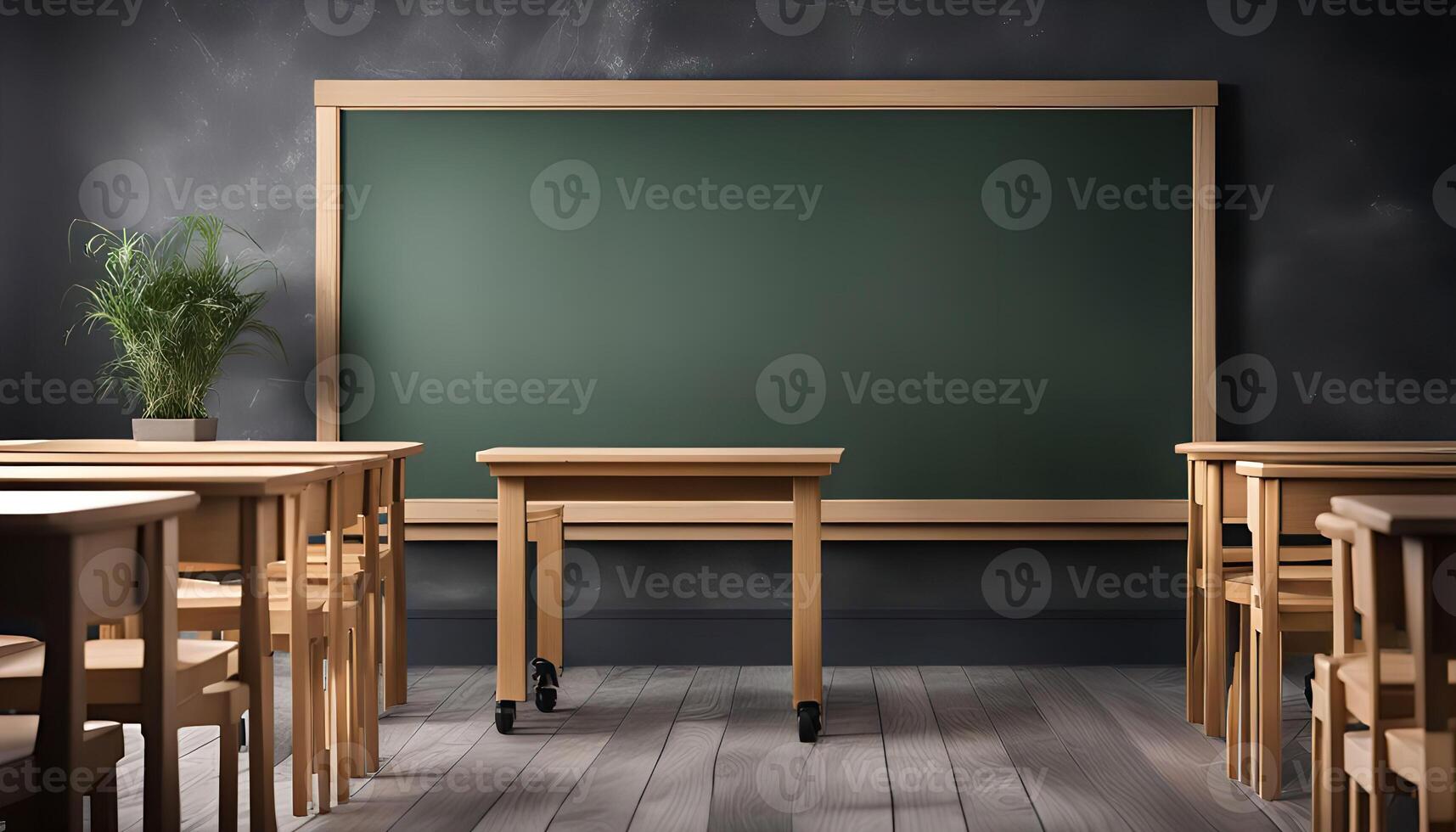 Empty Classroom with Blackboard photo