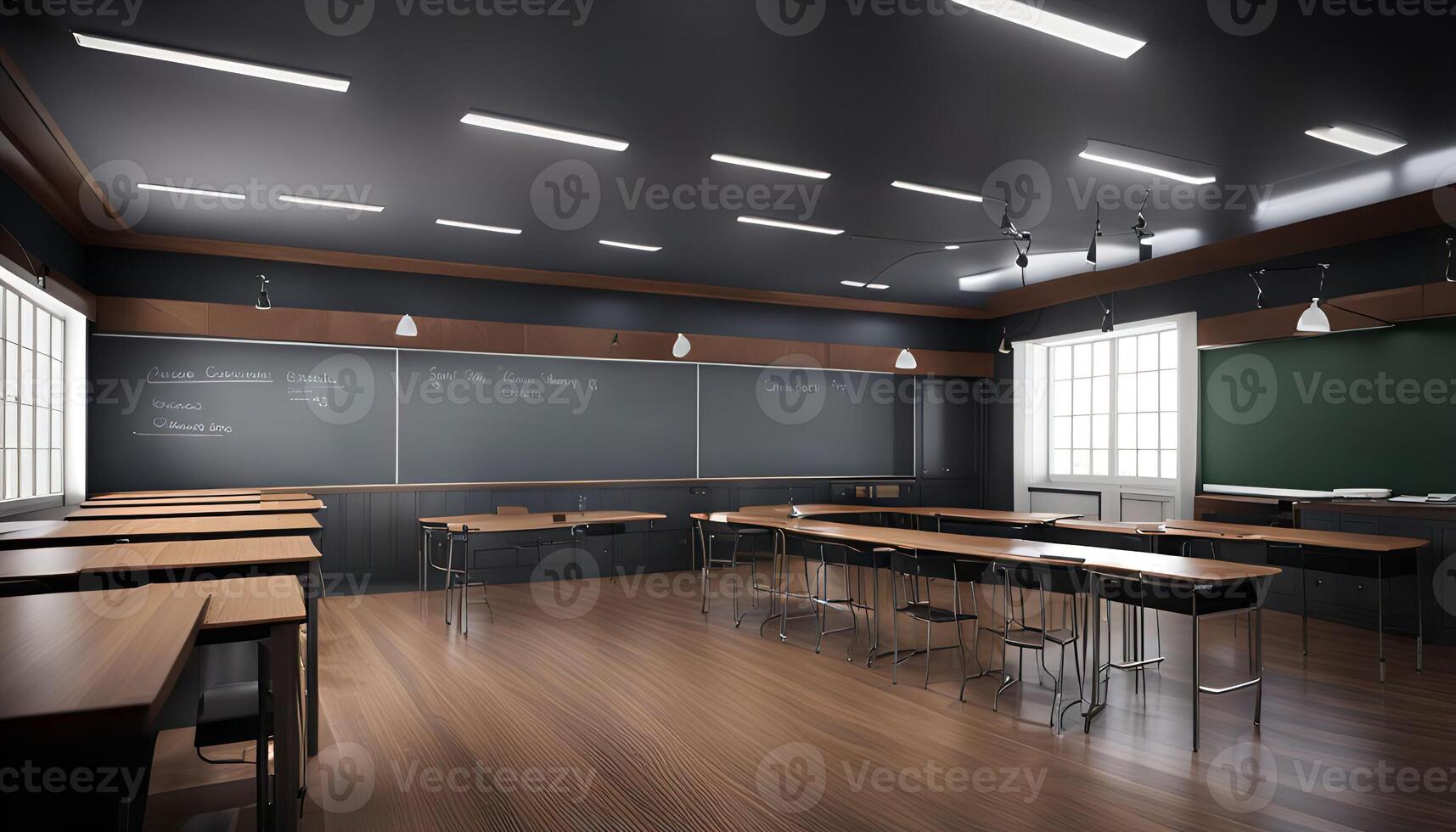 Empty Classroom with Desks photo