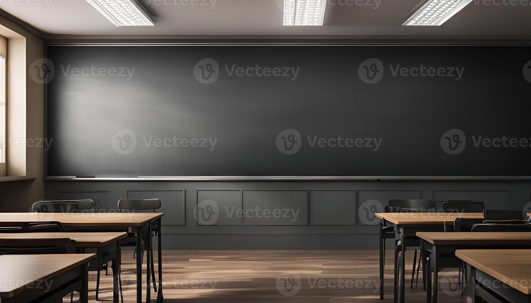 Empty Classroom with Blackboard photo