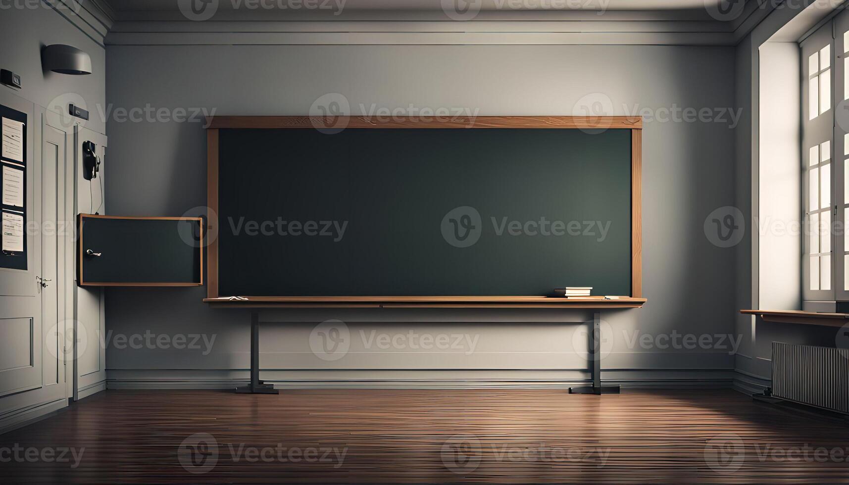 Empty Classroom with Blackboard photo