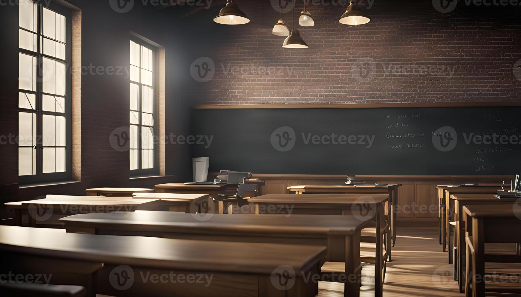 Empty Classroom chairs photo