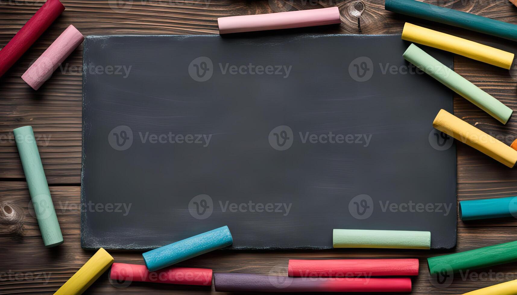 Colorful Chalk on a Blackboard photo