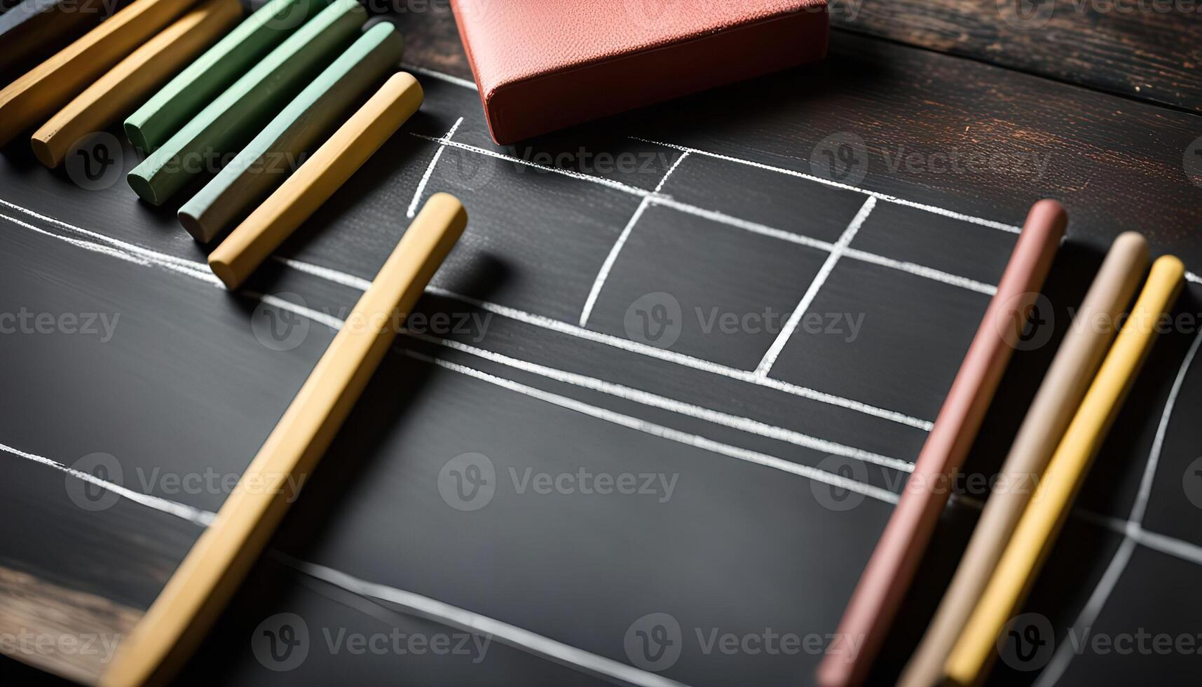 Chalkboard Drawing with Colorful Chalks photo