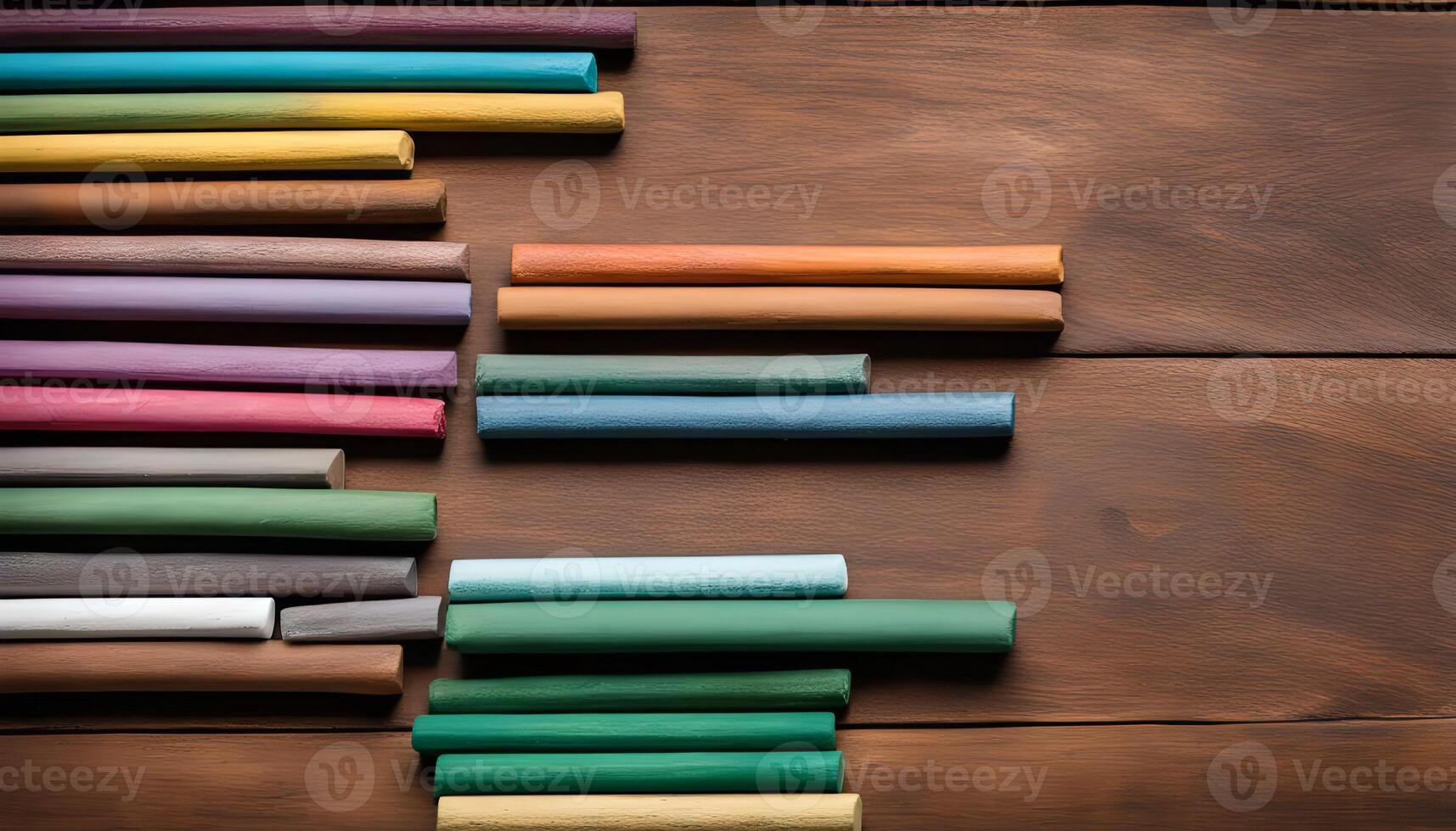 Colorful Pastel Sticks on a Wooden Surface photo