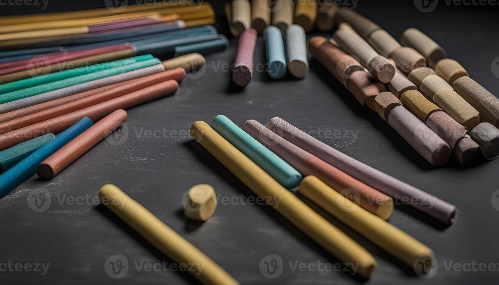 Colorful Chalk Sticks on a Black Surface photo