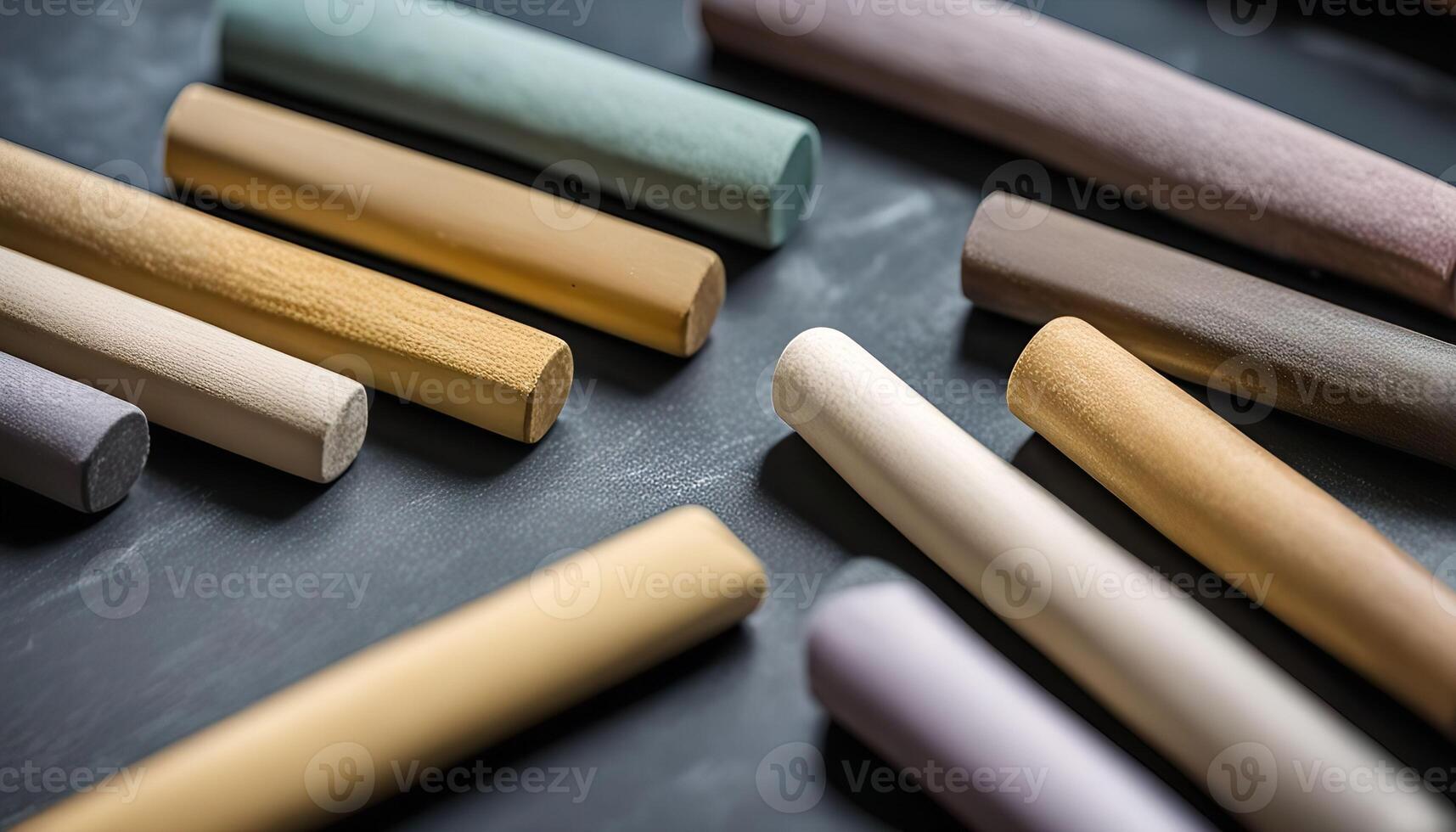 Colorful Chalk Sticks on a Blackboard photo