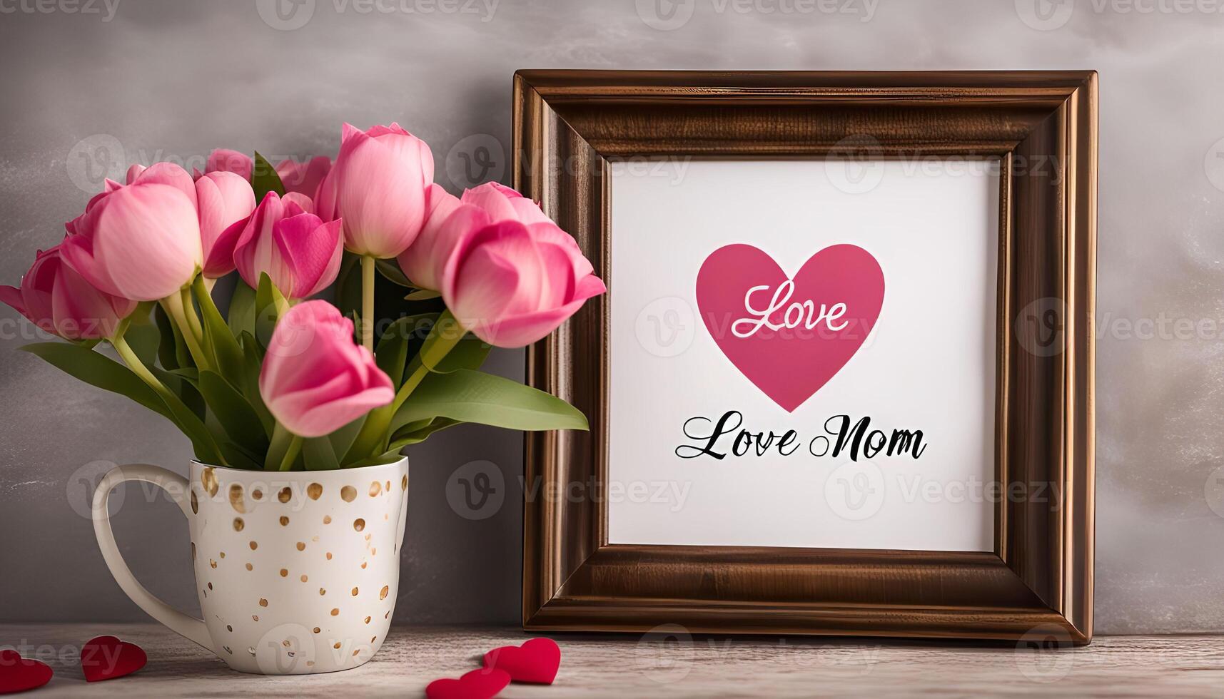 Pink Tulips and a Love Message for Mom photo