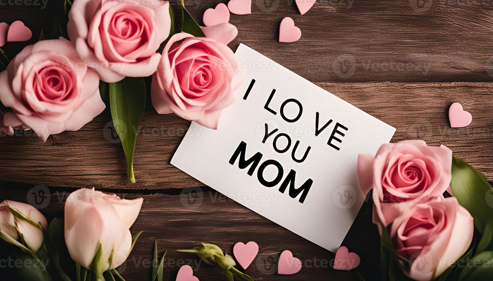 Mother s Day Card with Roses and Hearts photo