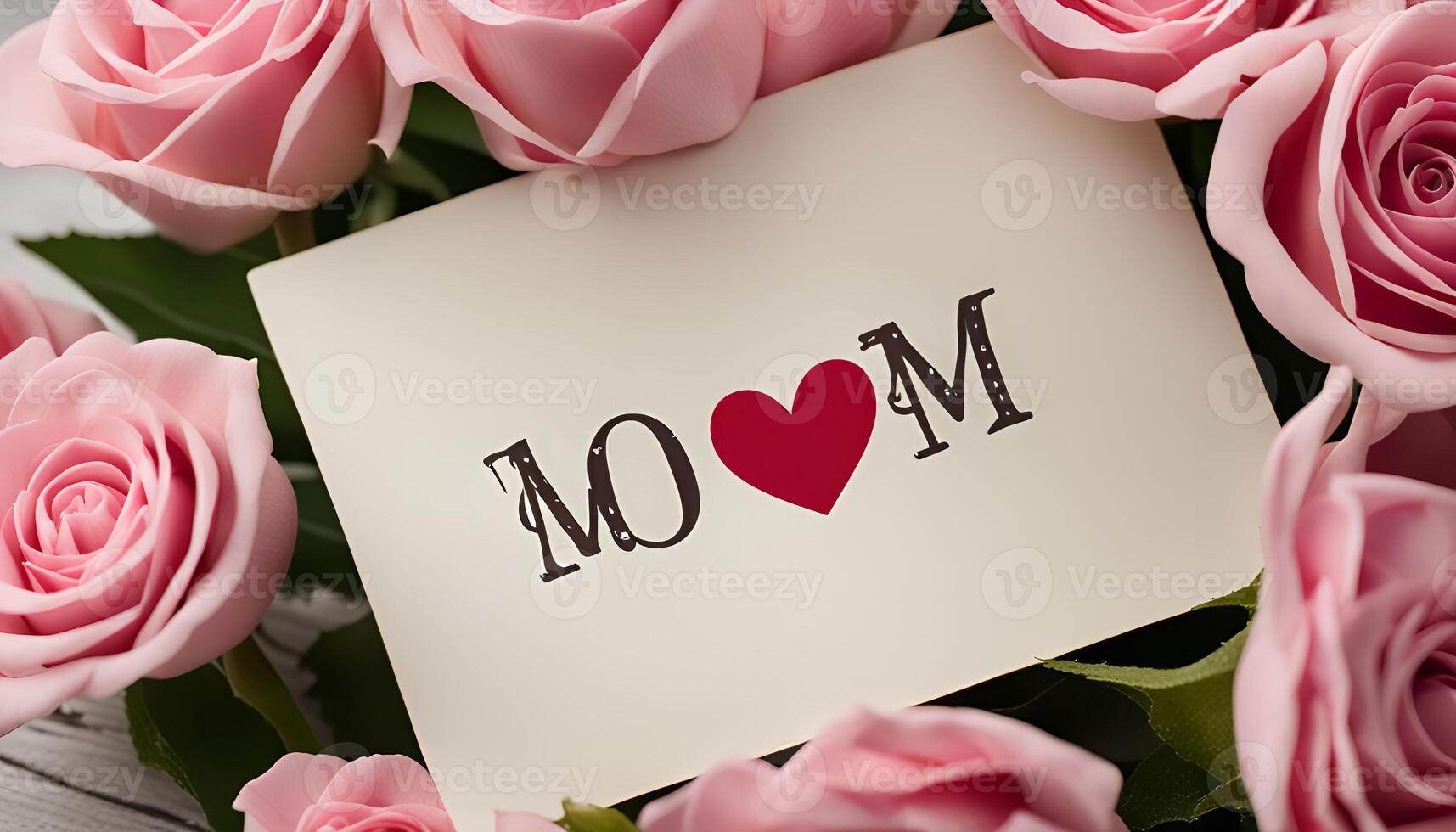 Mothers Day Card with Pink Roses photo
