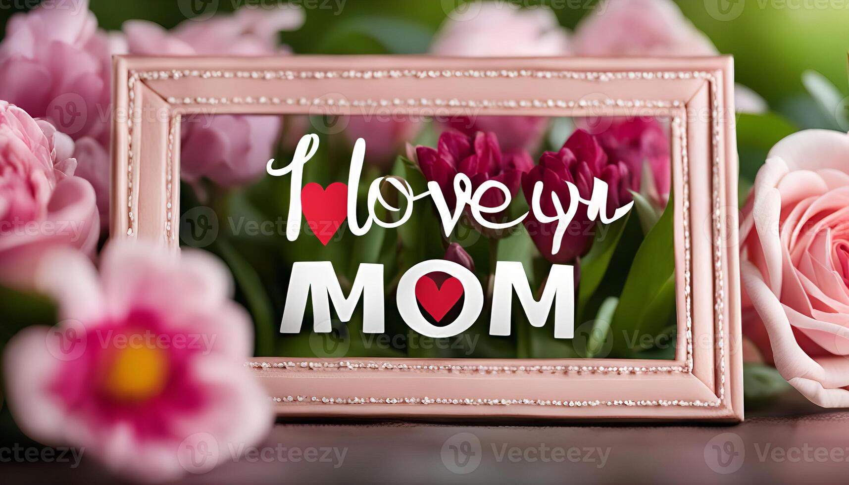 I Love You Mom A Heartfelt Message with Flowers photo