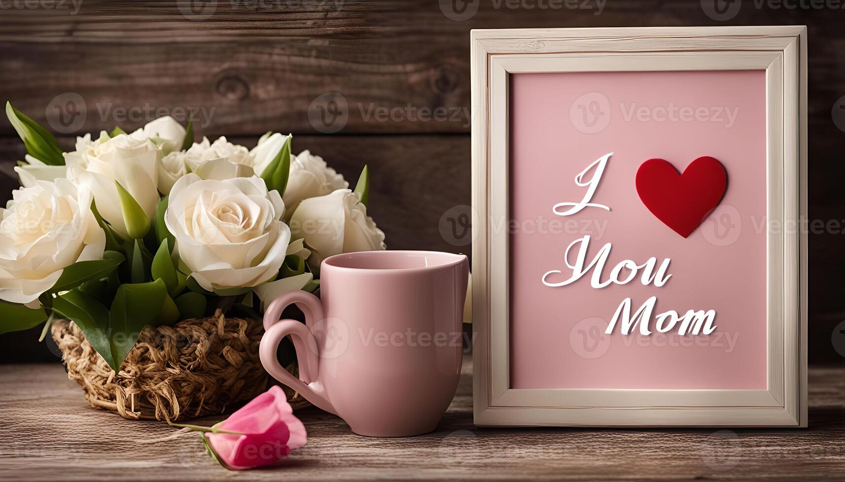 Mother s Day Love Message with Roses and Coffee photo