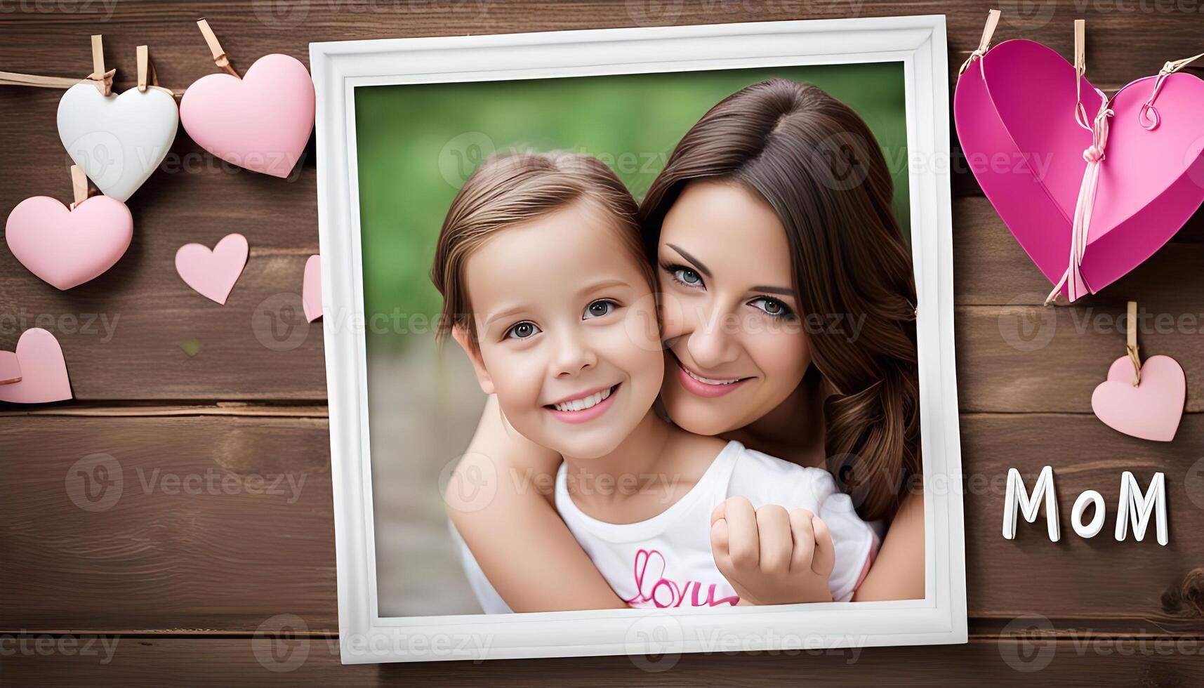 Mom and Daughter Photo Frame with Hearts