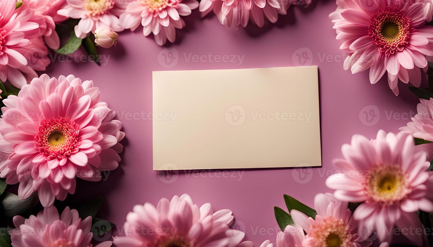 Pink Flowers Surrounding Blank Card photo