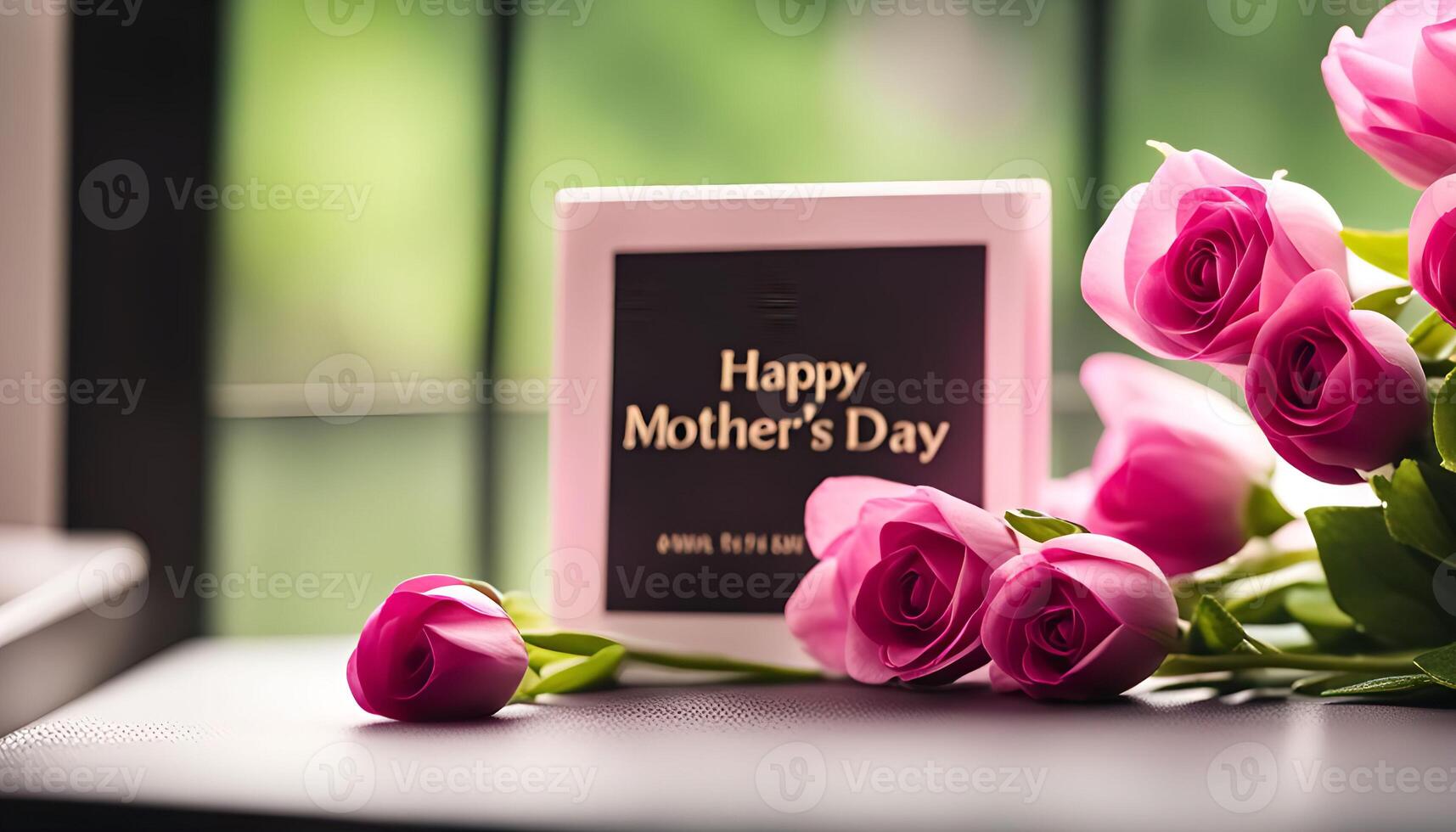 Happy Mother s Day Card with Pink Roses photo
