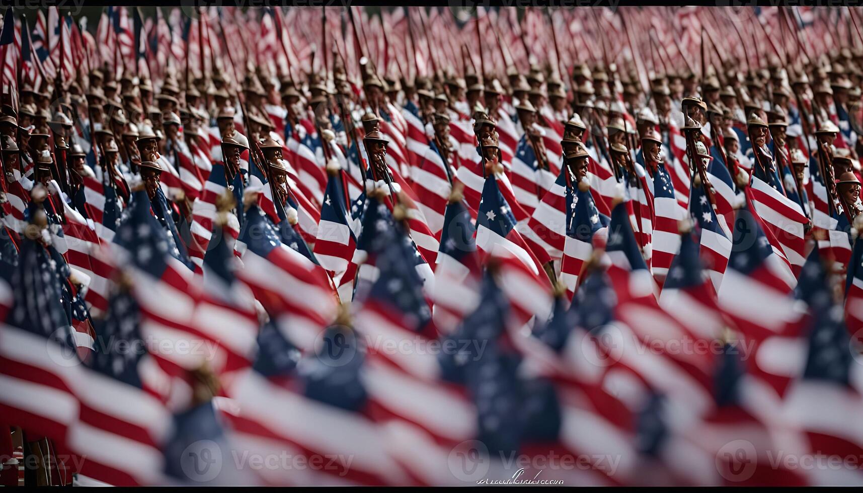 Patriotic Parade of American Flags photo