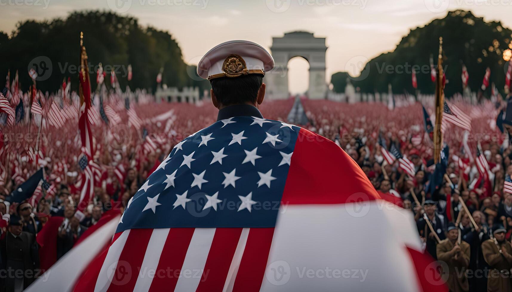 A Soldier Wrapped in the American Flag photo