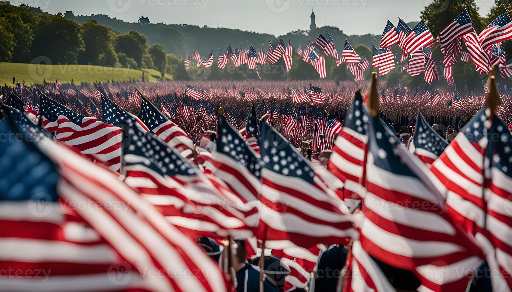 A sea of American Flags photo