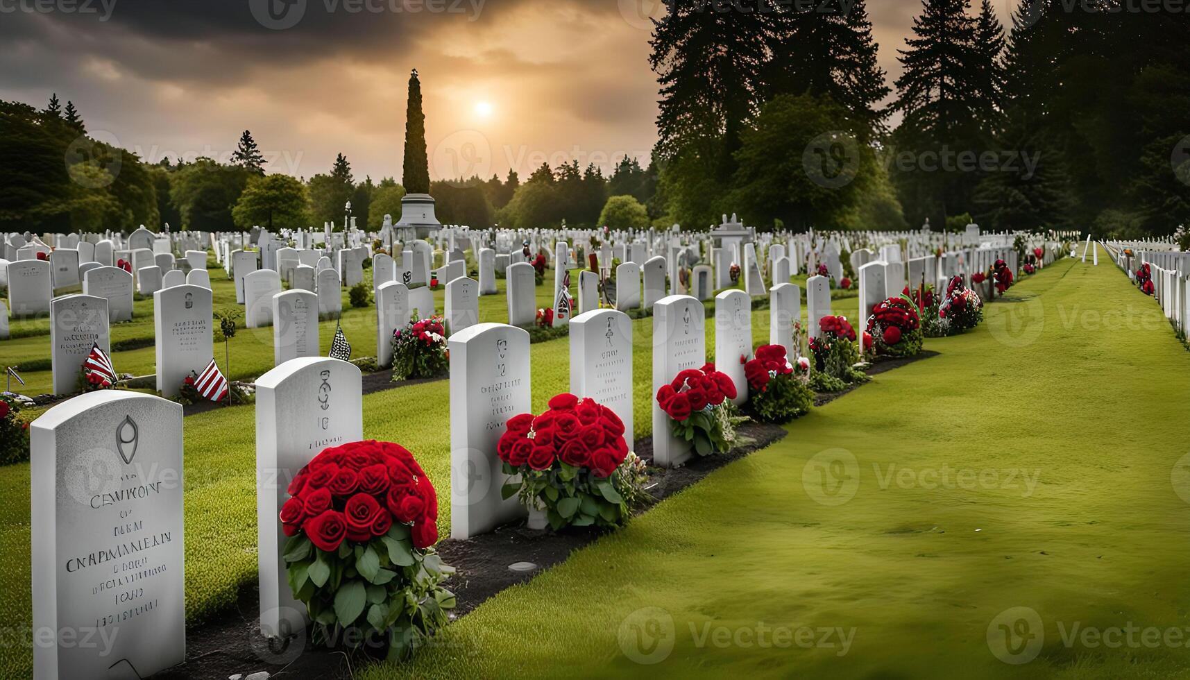 Sunset Over a Cemetery photo