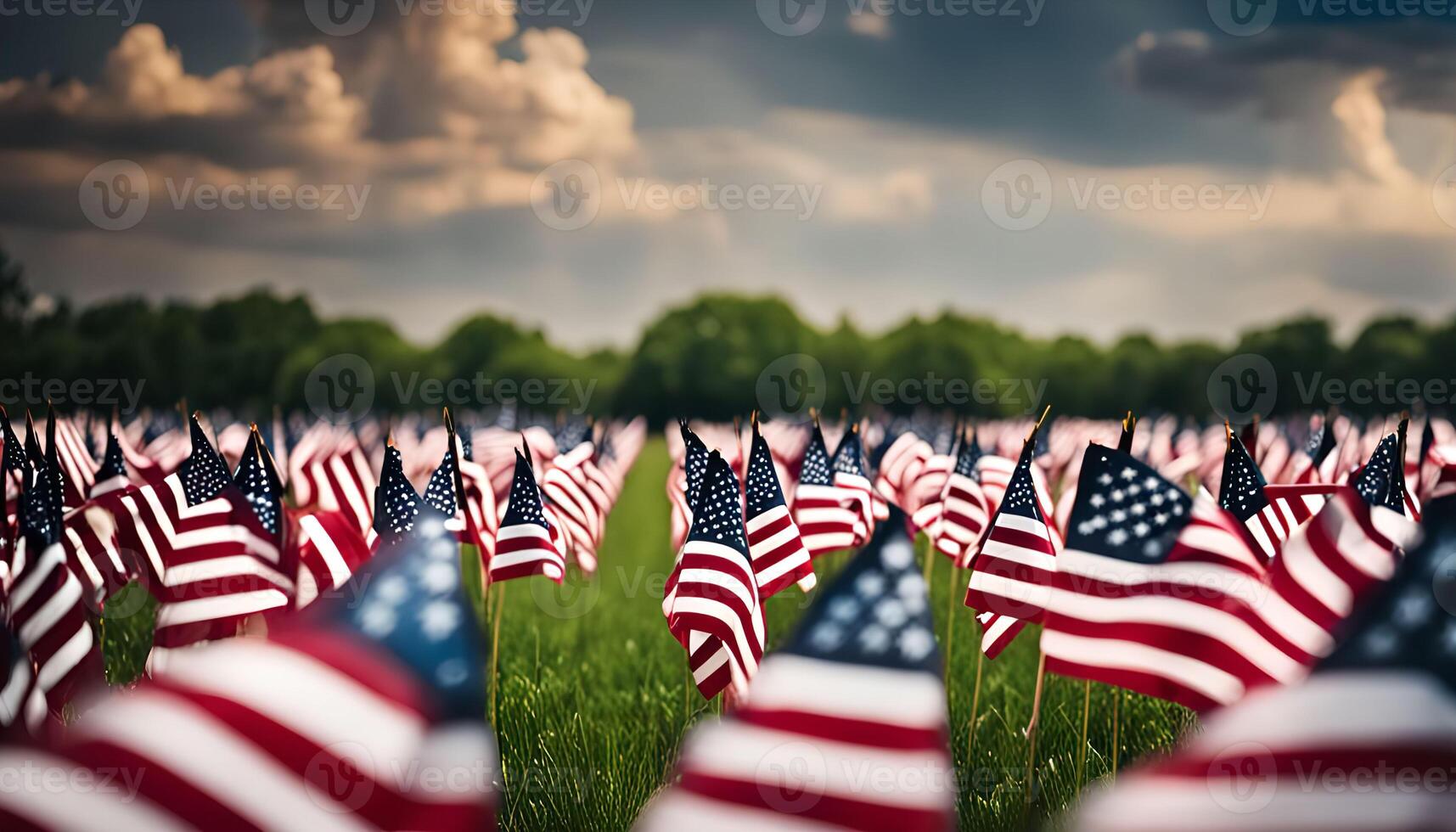 Field of American Flags photo