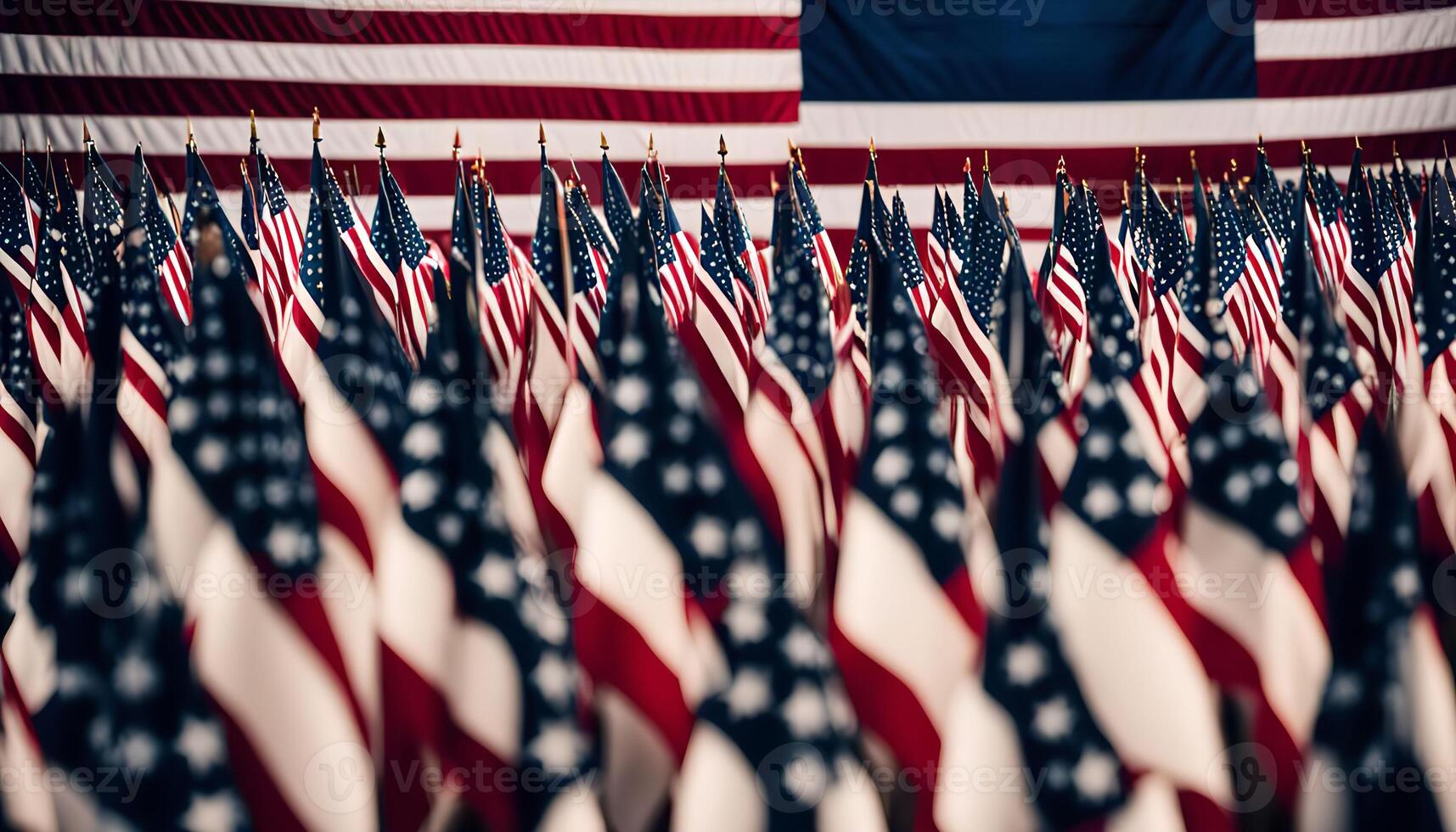 Patriotic Display of American Flags photo