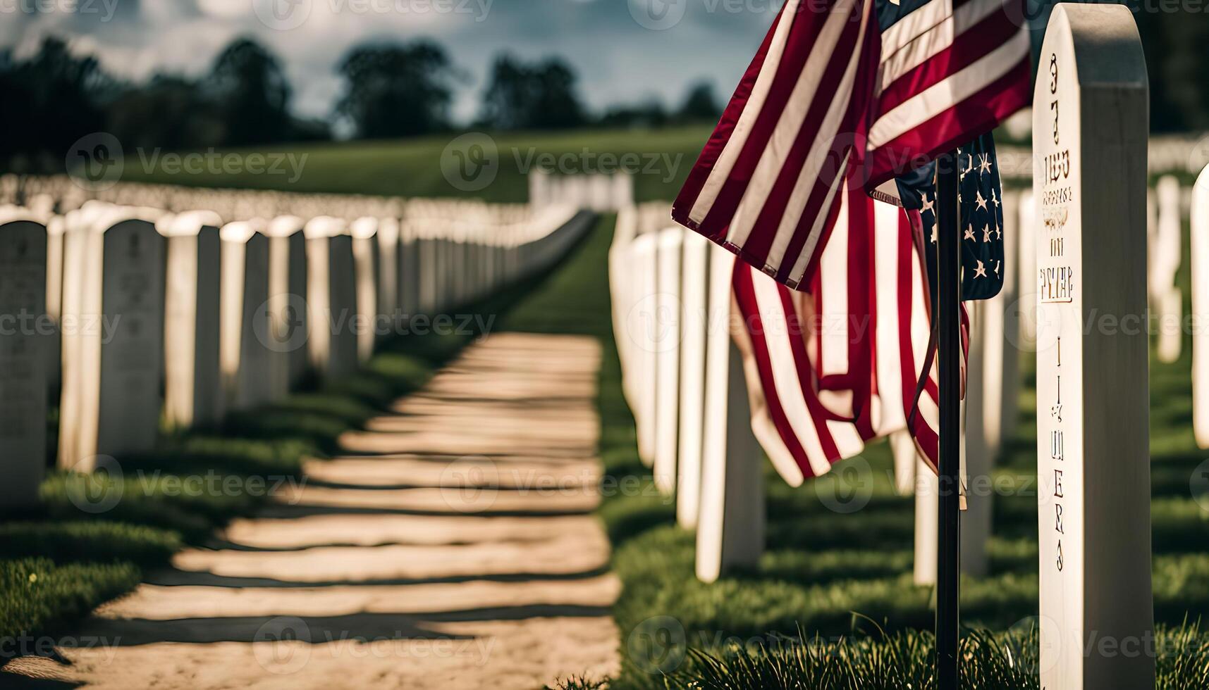 American Flag at Cemetery photo