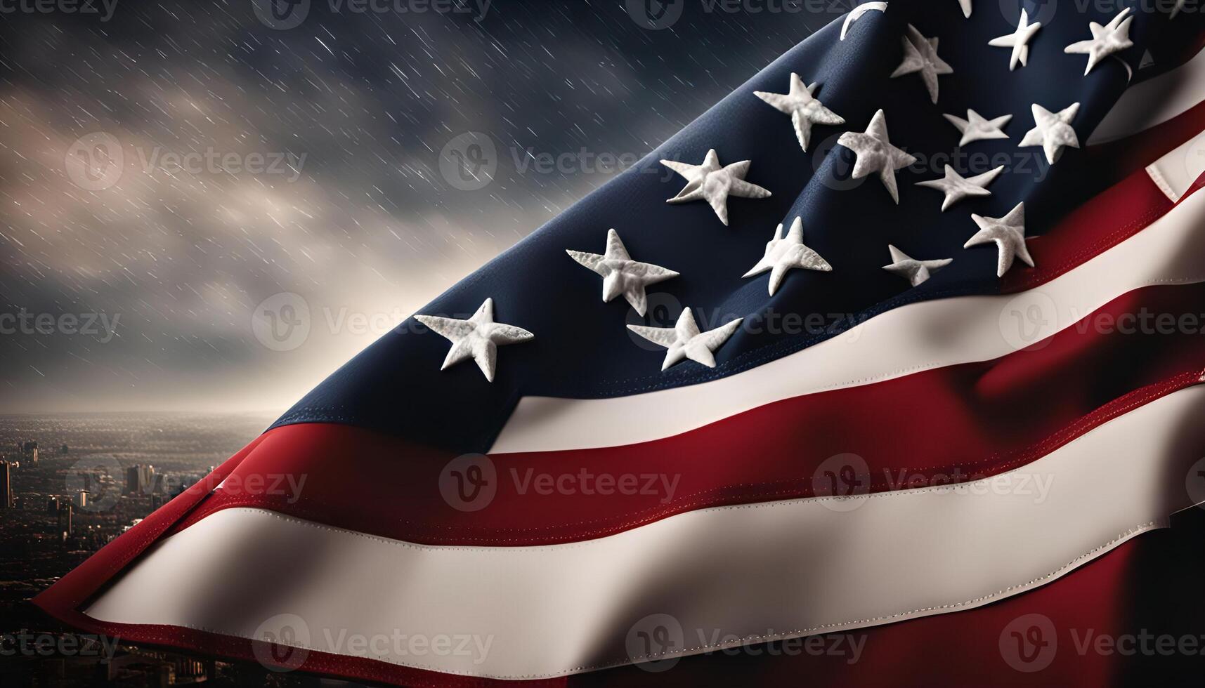 American Flag Waving in the Wind photo