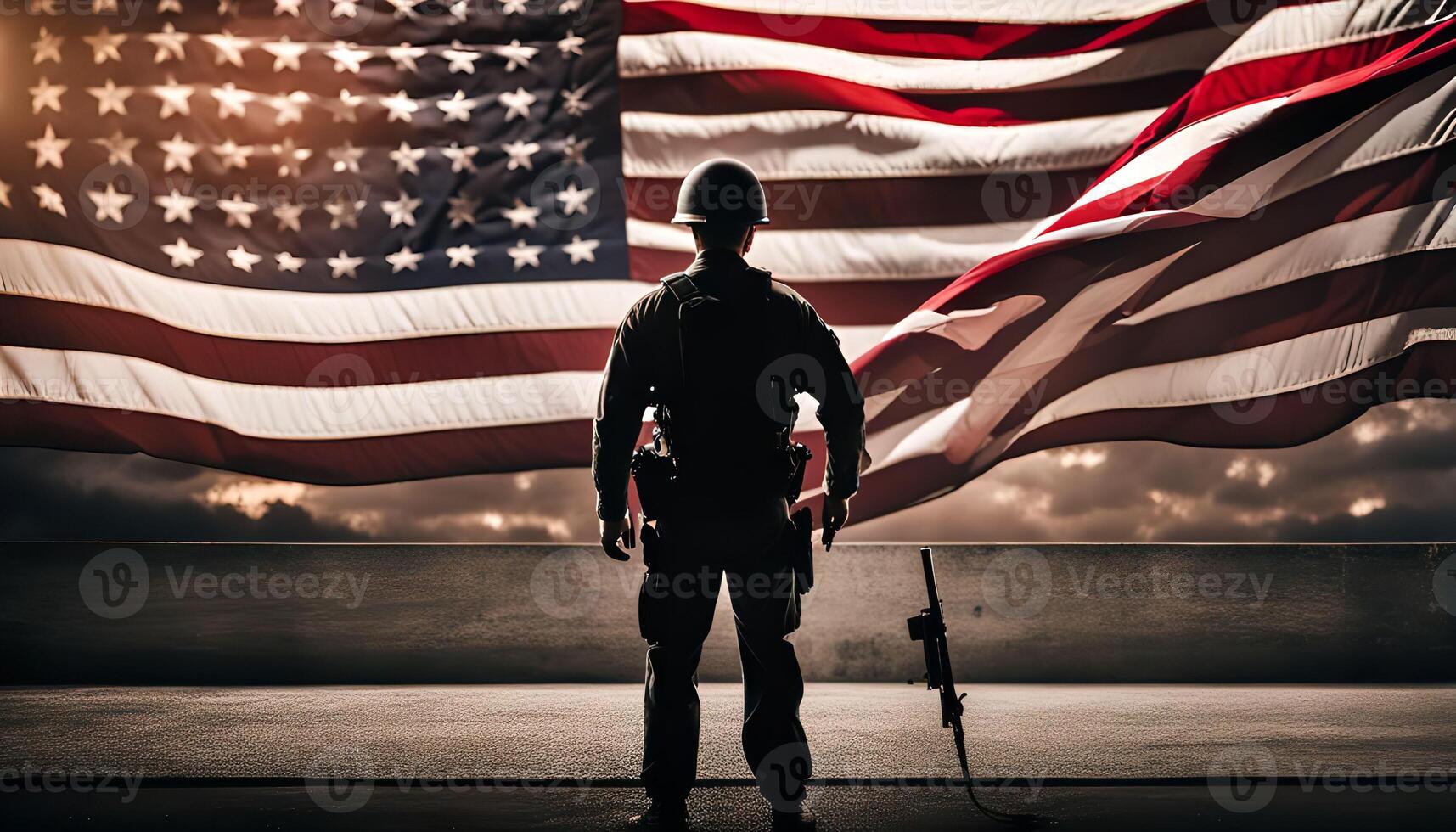 A Soldier Salutes The American Flag photo