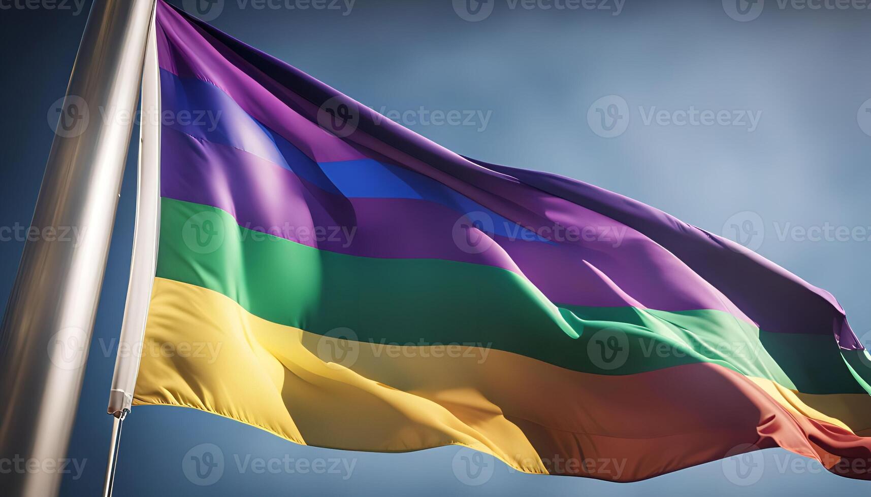 Multicolored Flag Waving in the Wind photo