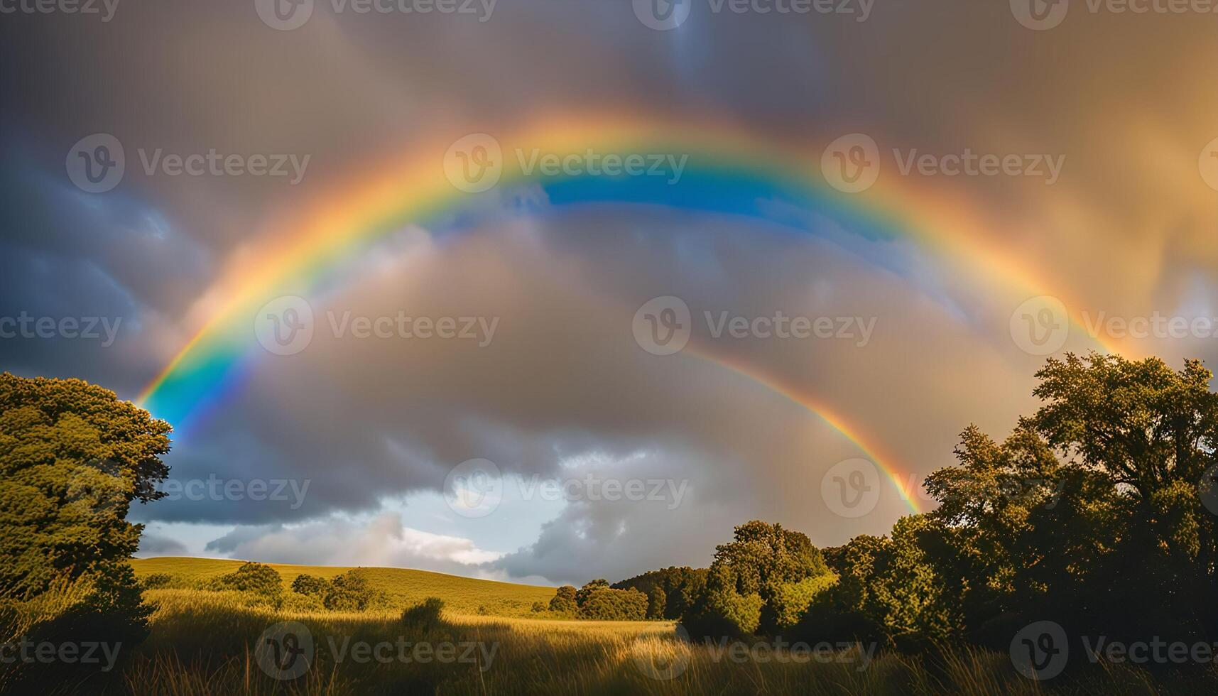 Double Rainbow Over Green Hills photo