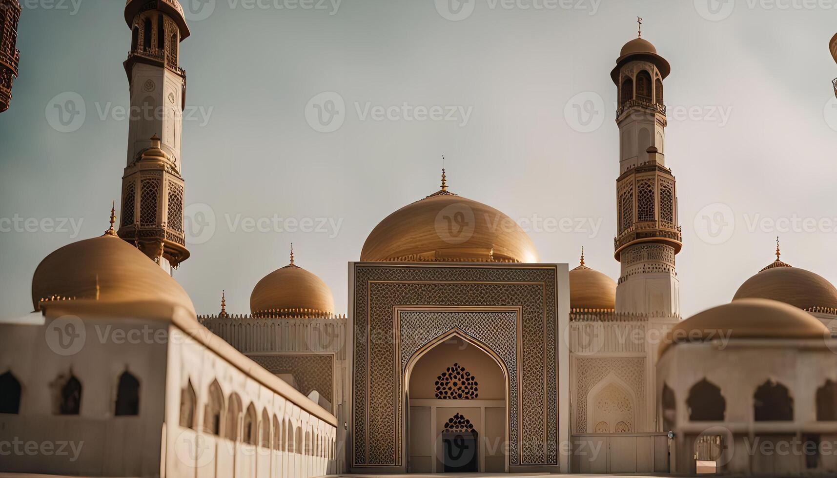 Golden Domes of a Majestic Mosque photo