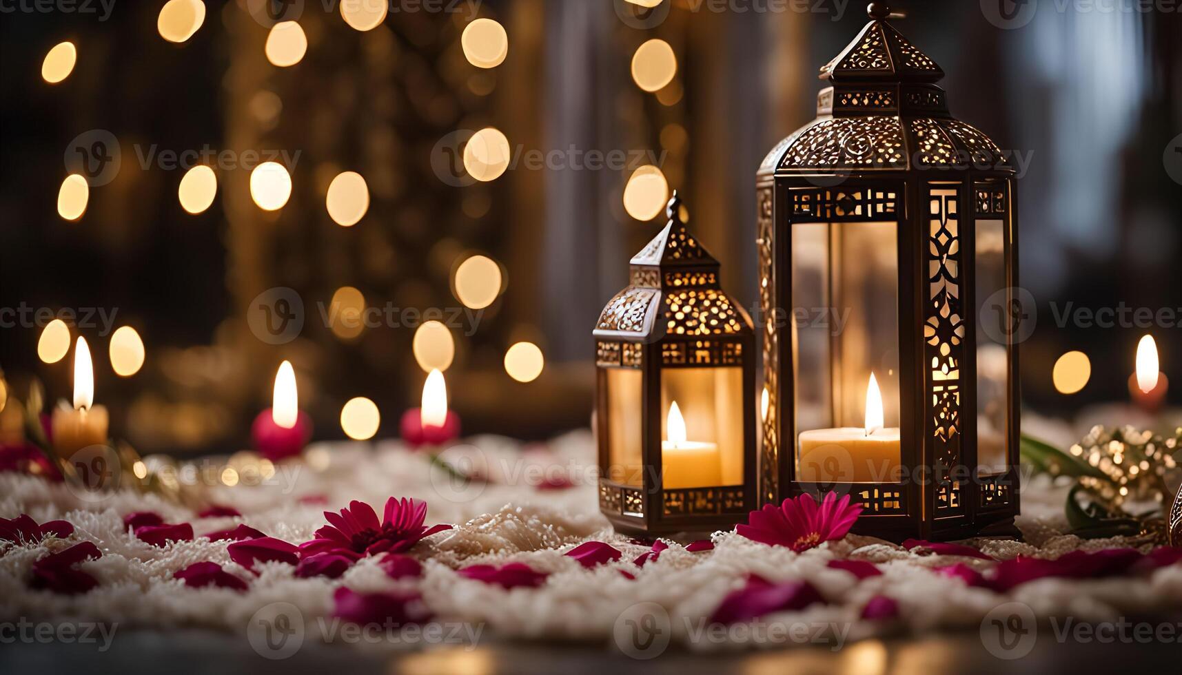 Two Ornate Lanterns on a Table photo
