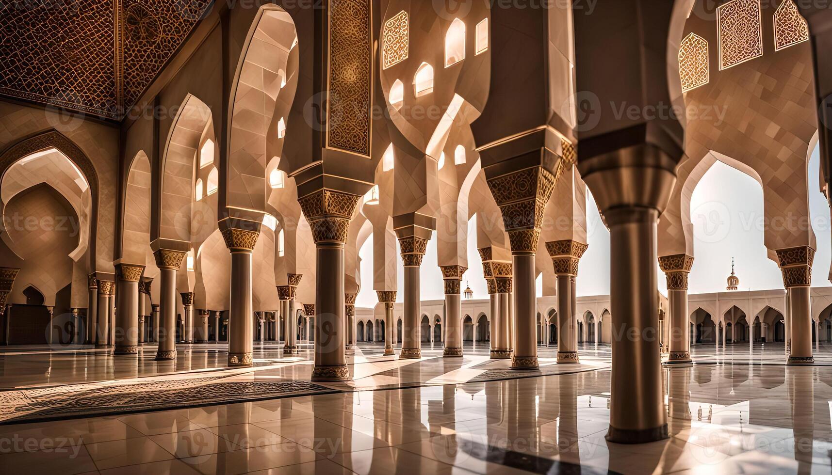 Sunlit Mosque Arches photo