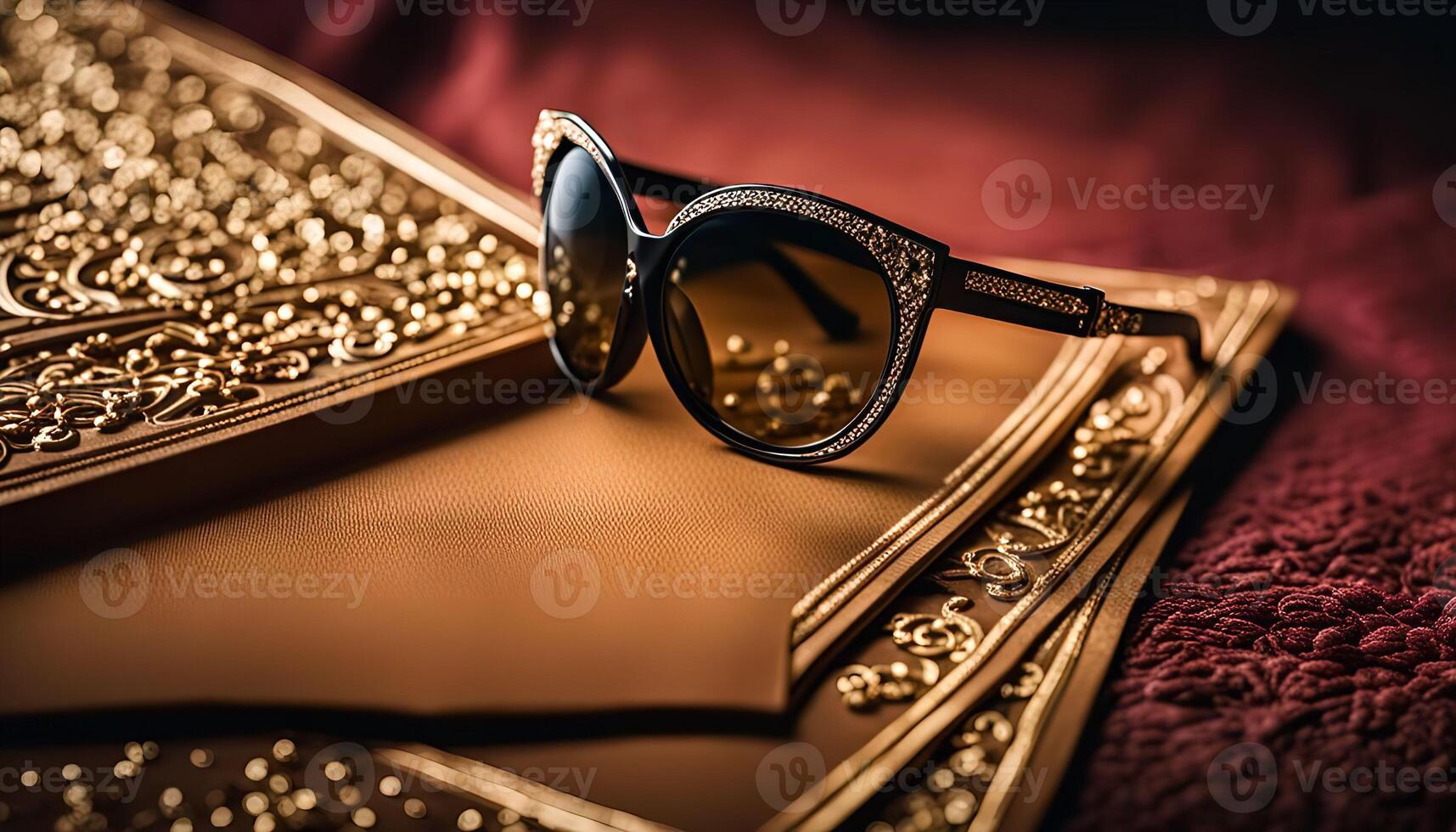 Luxury Sunglasses on Embossed Background photo