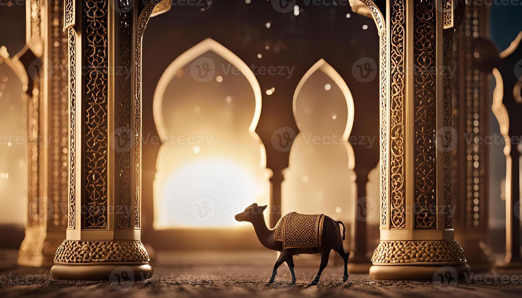 Camel Silhouette in a Golden Archway photo