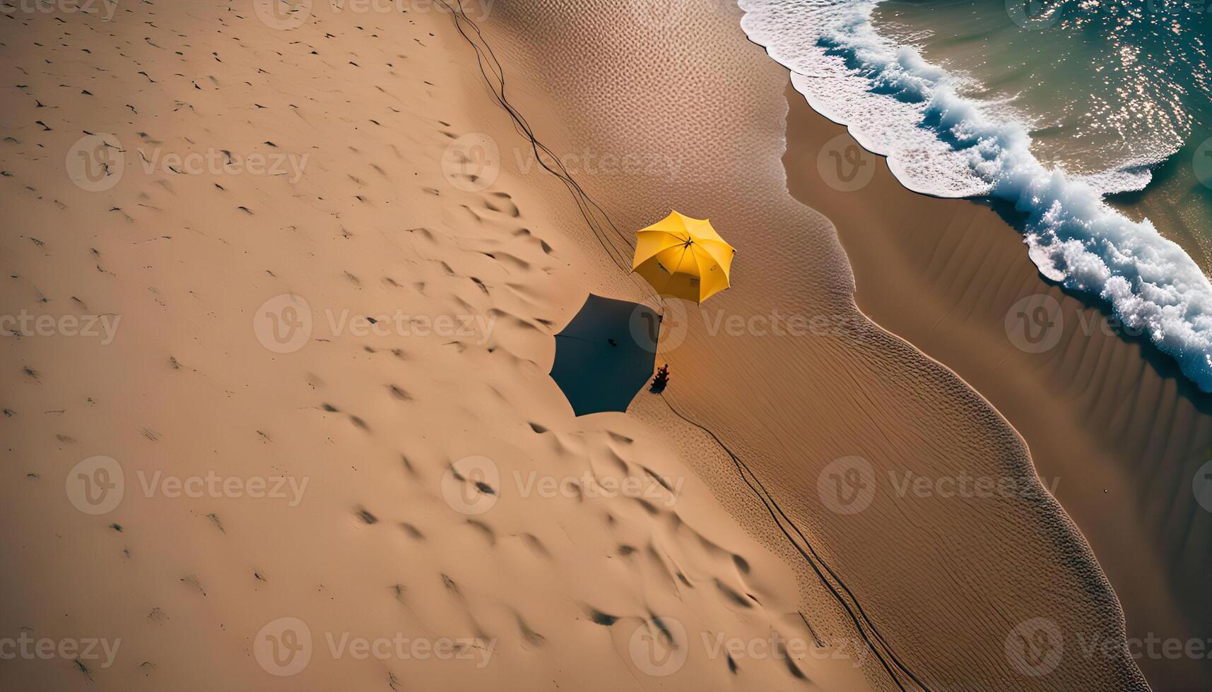 Yellow Umbrella on Sandy Beach photo