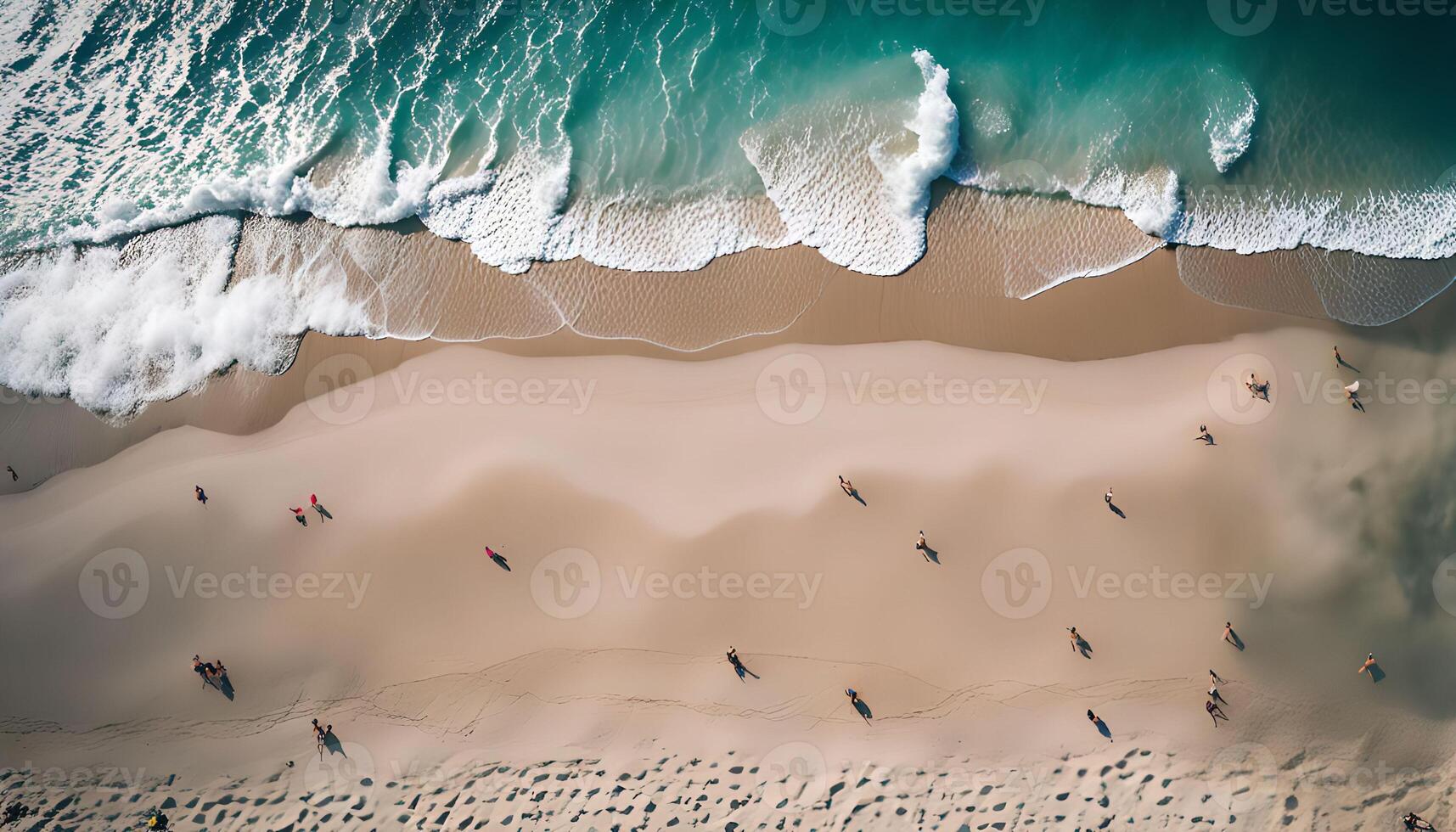 Aerial View of Beach and Ocean Waves photo