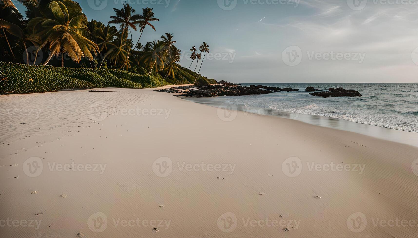 Tranquil Beach with Palm Trees photo