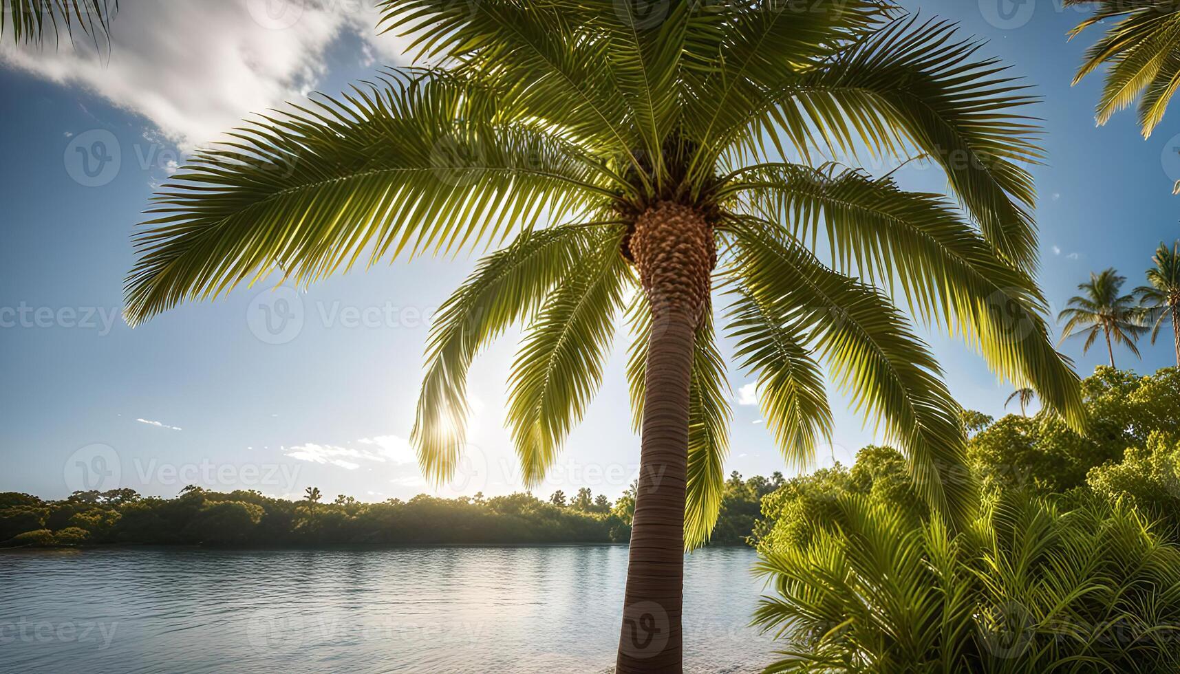 Palm Tree by the Tropical Lagoon photo