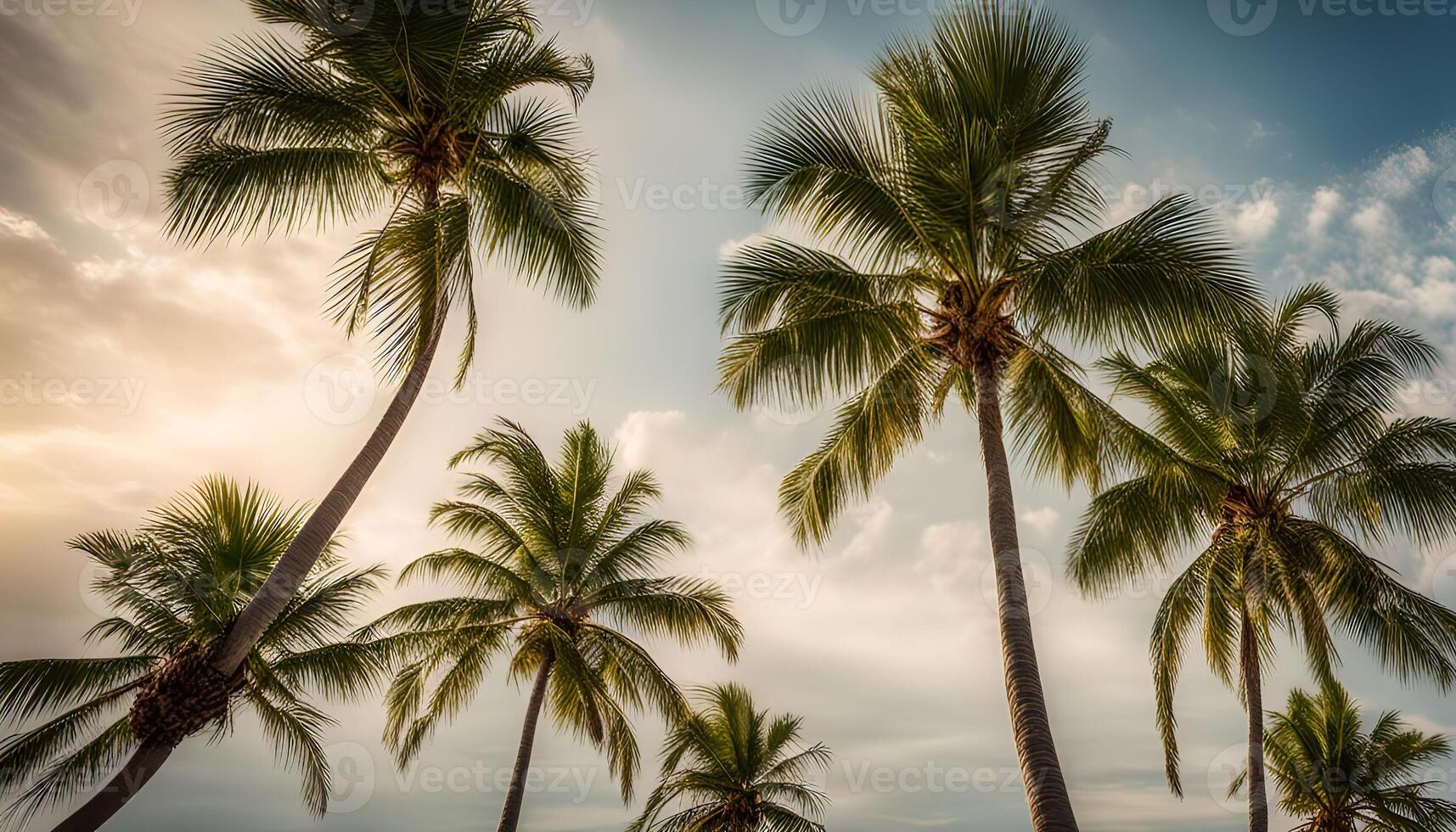 Palm Trees Under a Tropical Sky photo