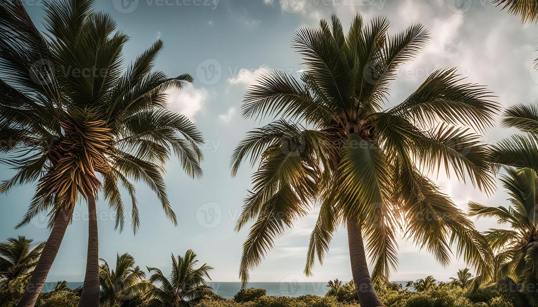 Palm Trees on a Sunny Day in Paradise photo
