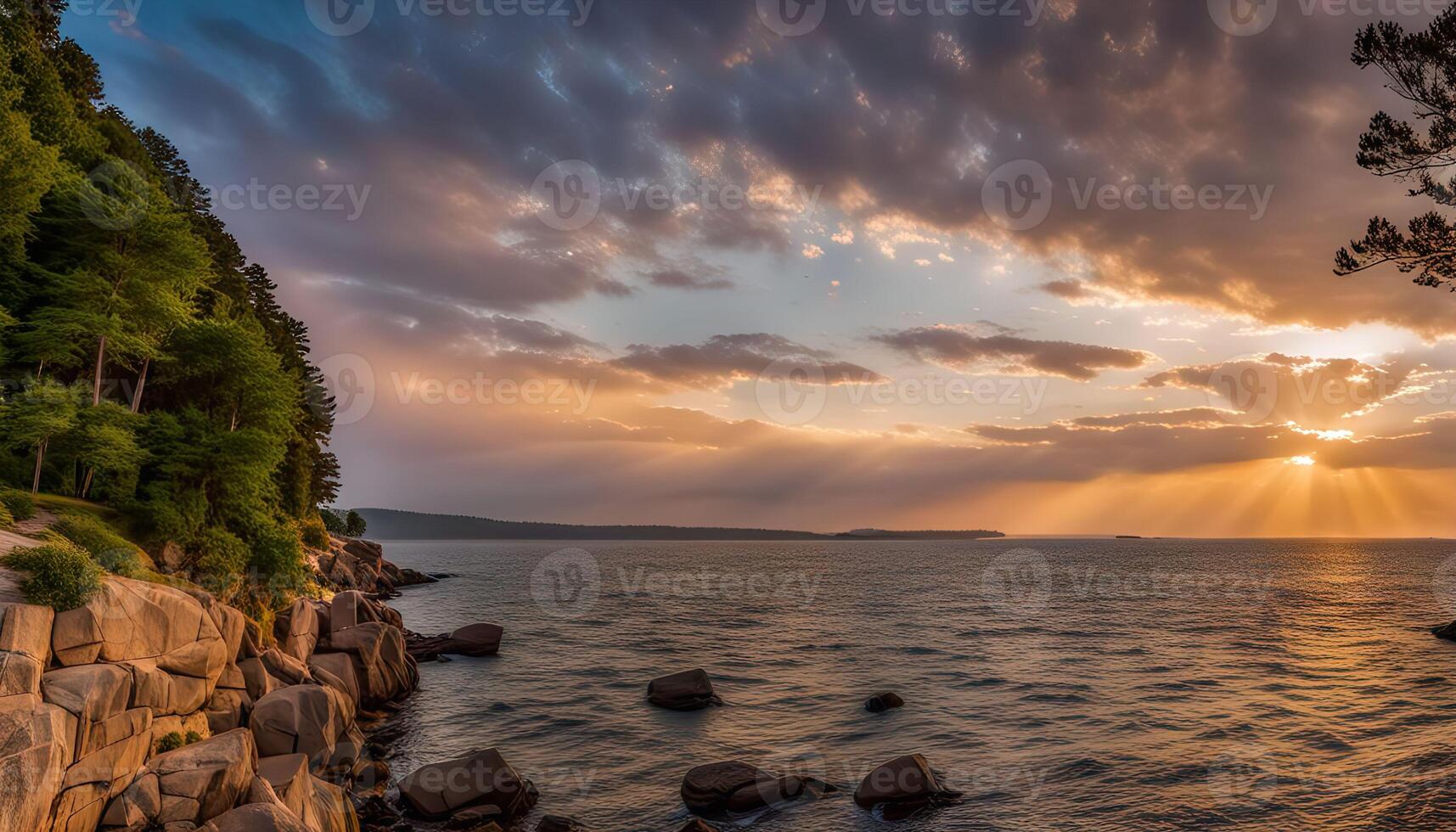 Serene Sunset over the Ocean photo