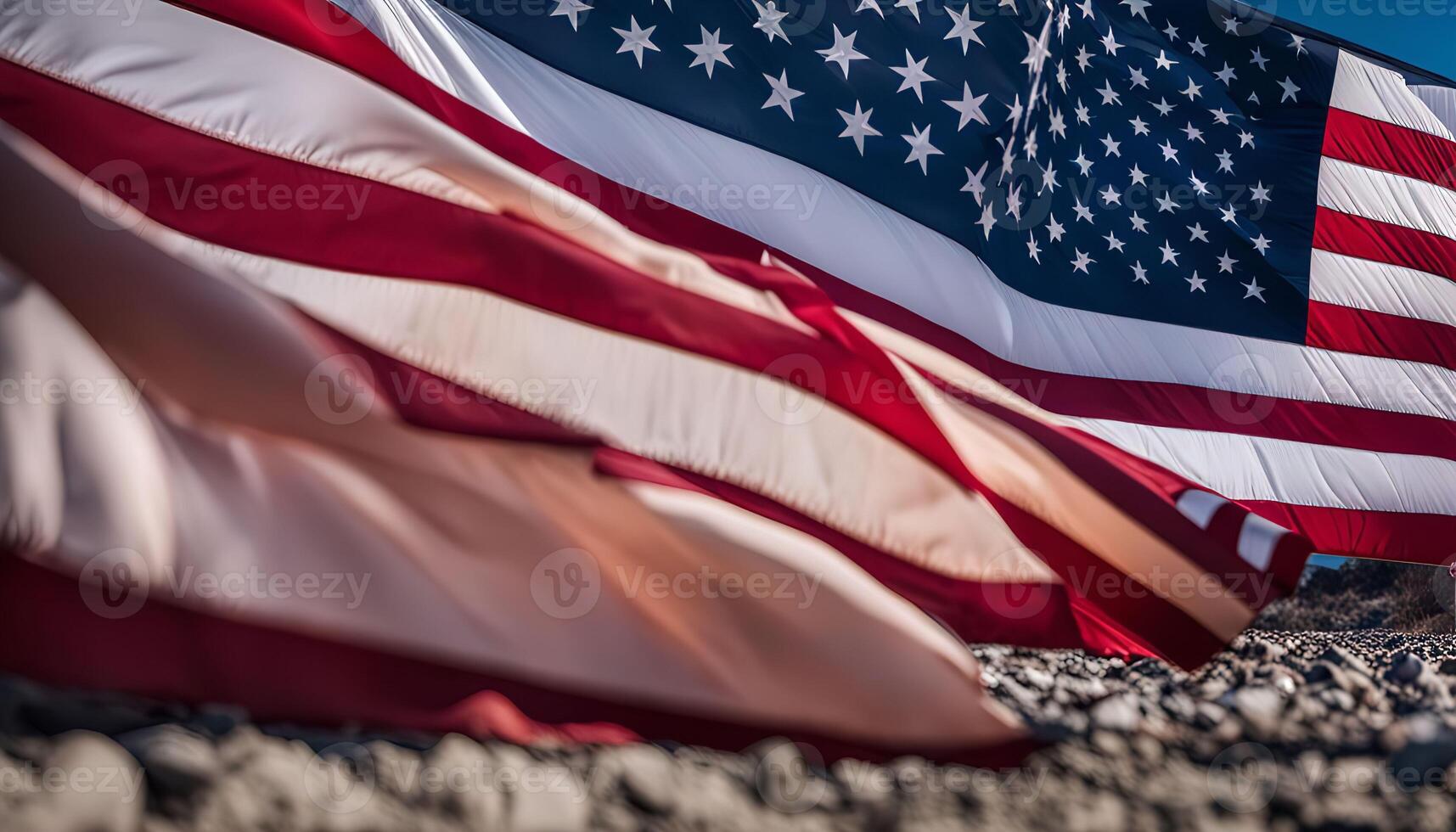 American Flag Waving in the Wind photo