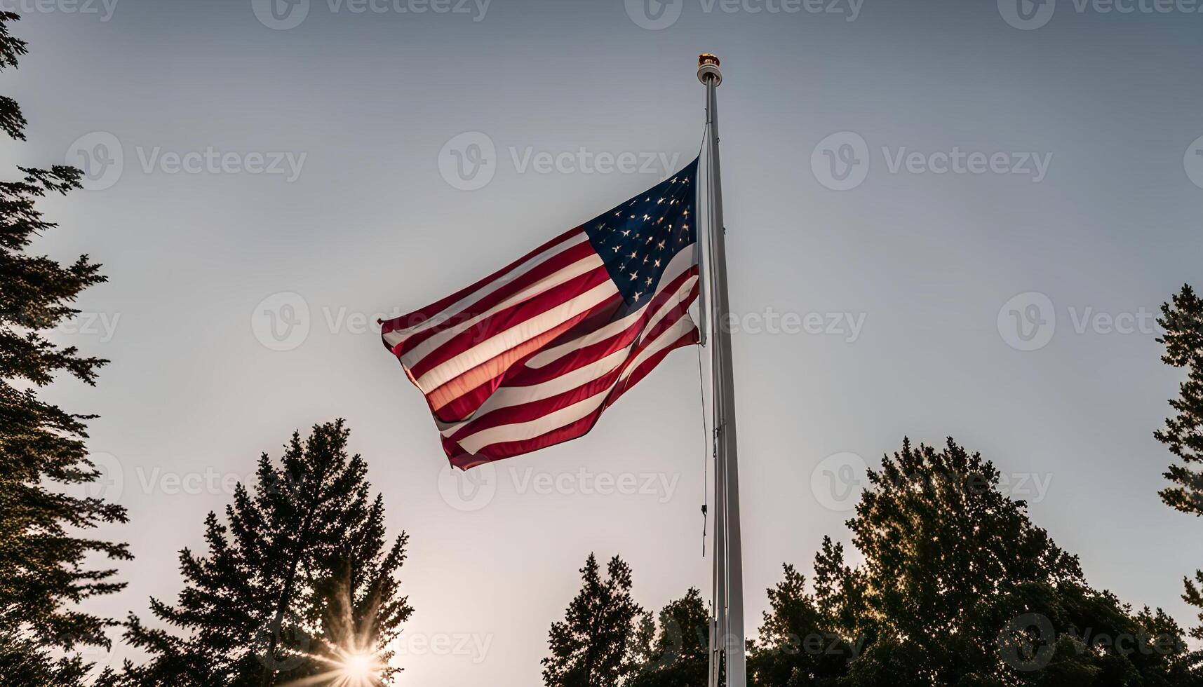 American Flag Waving in the Wind photo