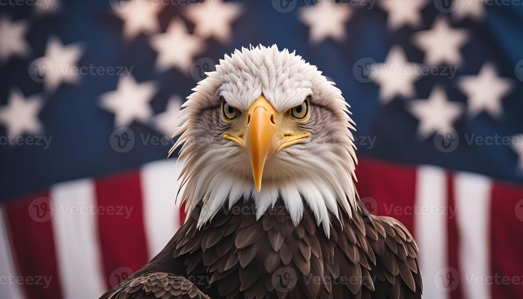 Bald Eagle with American Flag photo